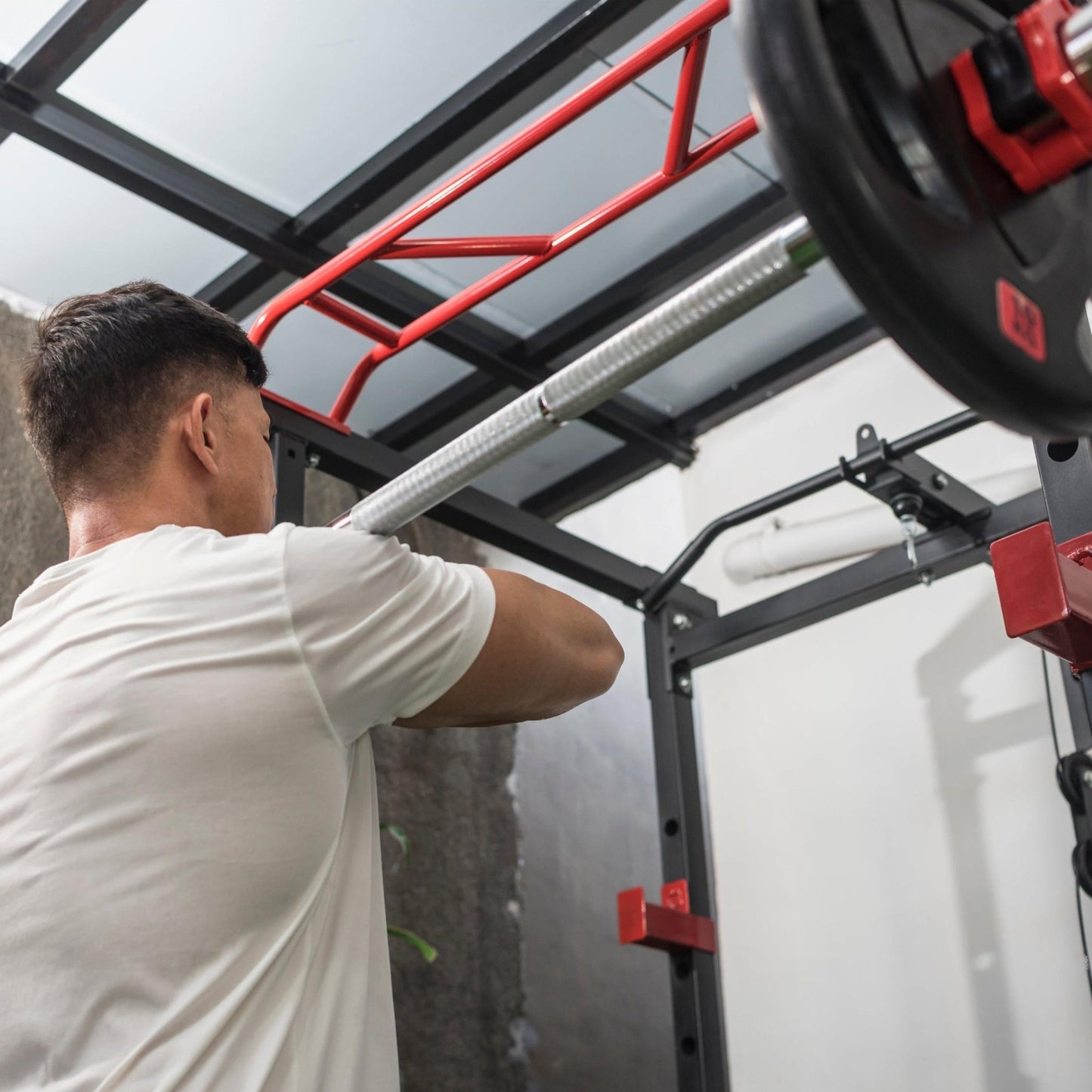 All - in - One Strength Training Rack Set with Barbell & Loaded Weight System - elivongym