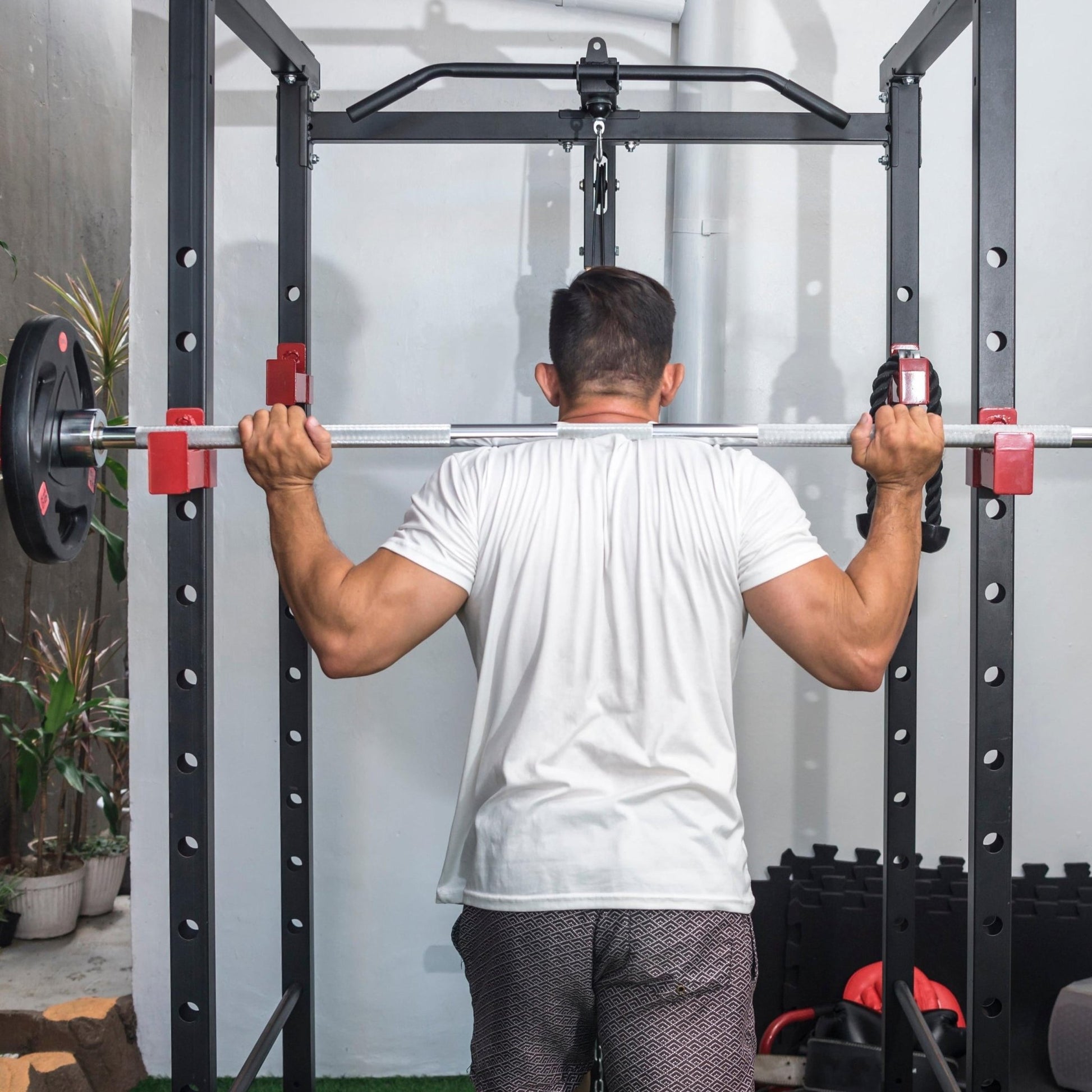 All - in - One Strength Training Rack Set with Barbell & Loaded Weight System - elivongym