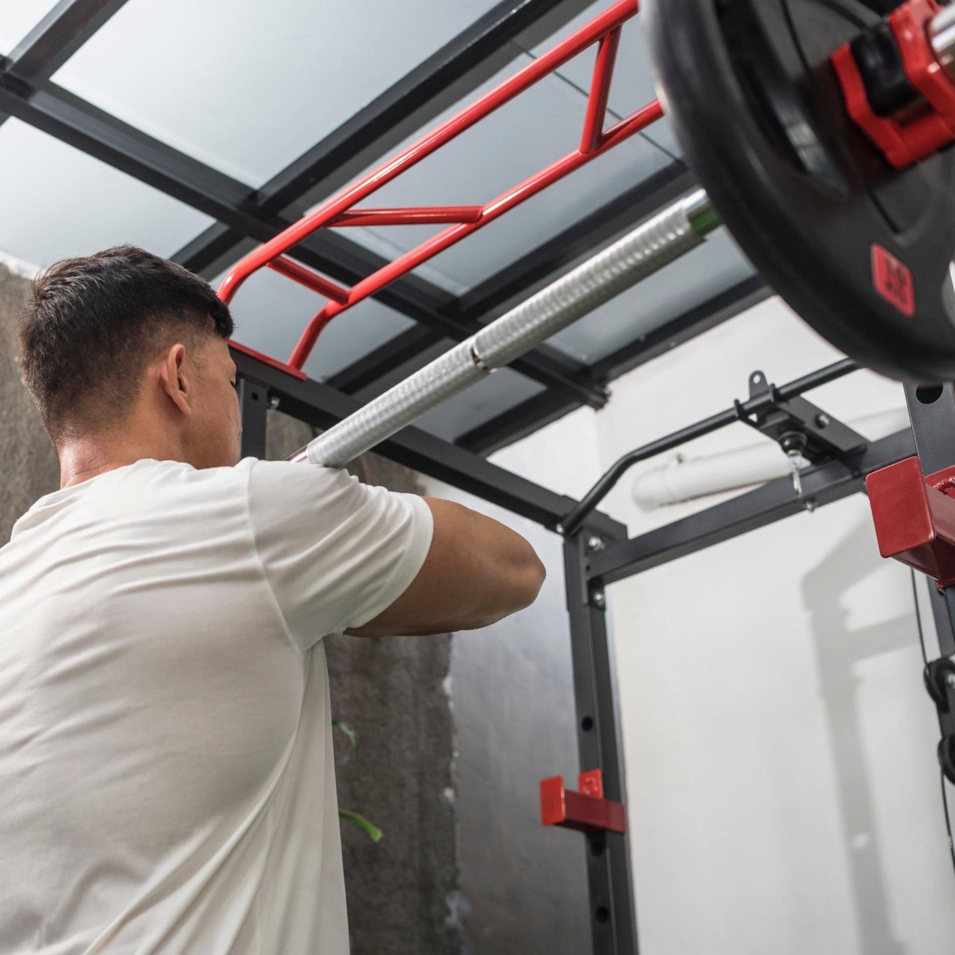 Complete Home Strength Station with Cage Frame, Bar System & Training Weight Set - elivongym