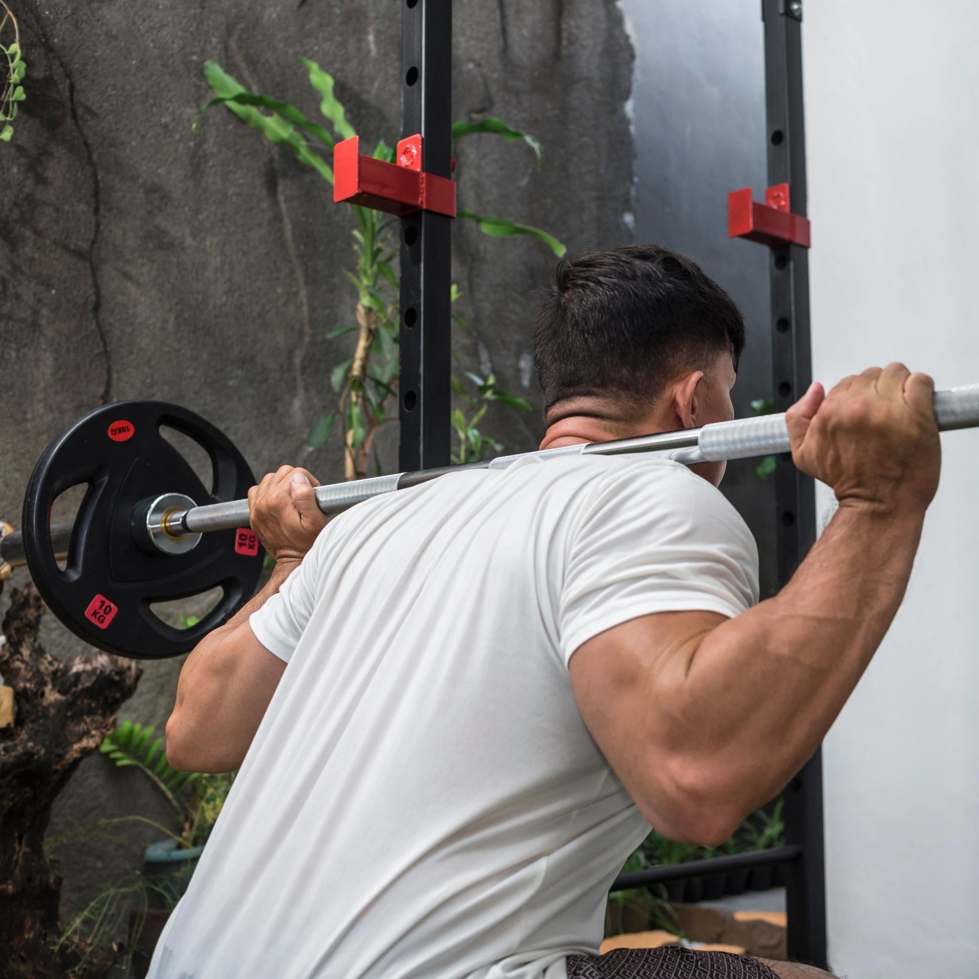 Complete Home Strength Station with Cage Frame, Bar System & Training Weight Set - Elivongym