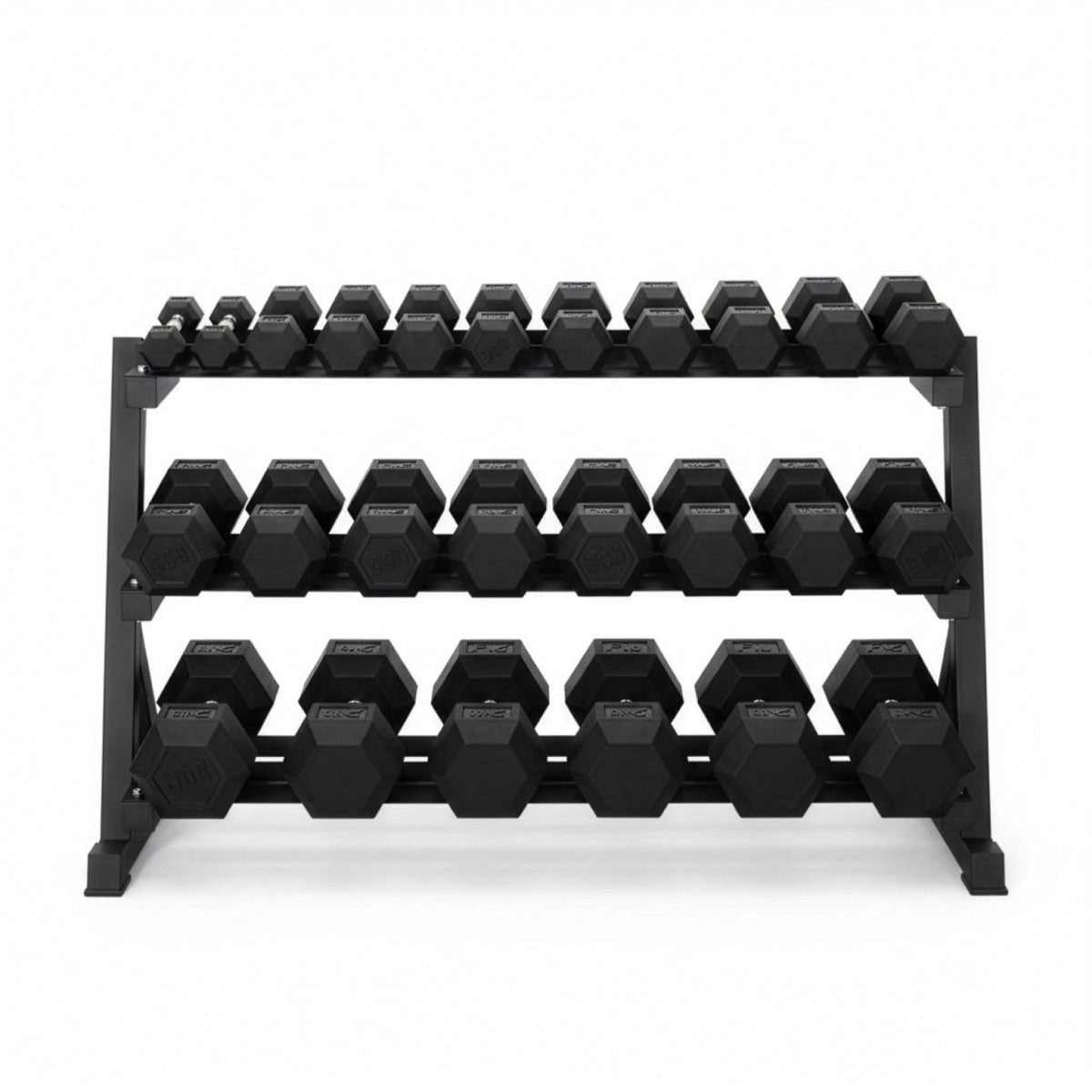 ElivonGym 3 - Tier Dumbbell Storage Rack – Full Set Hex Weight Organizer (1.4m) - elivongym