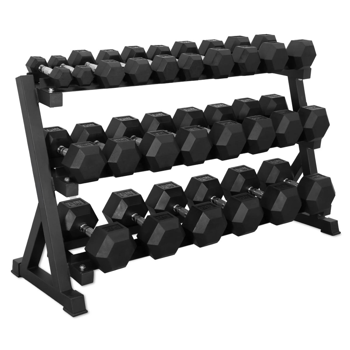 ElivonGym 3 - Tier Dumbbell Storage Rack – Full Set Hex Weight Organizer (1.4m) - elivongym