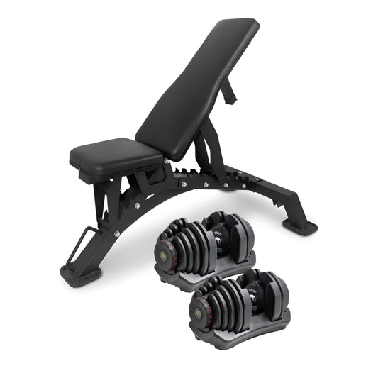 ElivonGym Adjustable Training Bench with Dual 40kg Selectable Dumbbell Set - elivongym