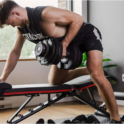 ElivonGym Adjustable Training Bench with Dual 40kg Selectable Dumbbell Set - elivongym