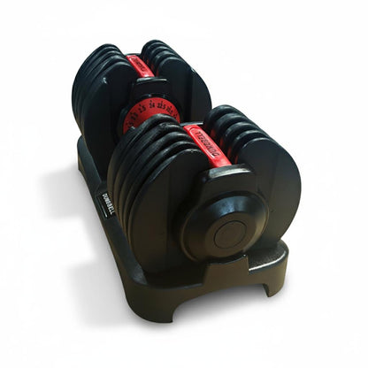 ElivonGym Compact Dial Adjustable Dumbbells – 24kg Quick Select Weight System - elivongym