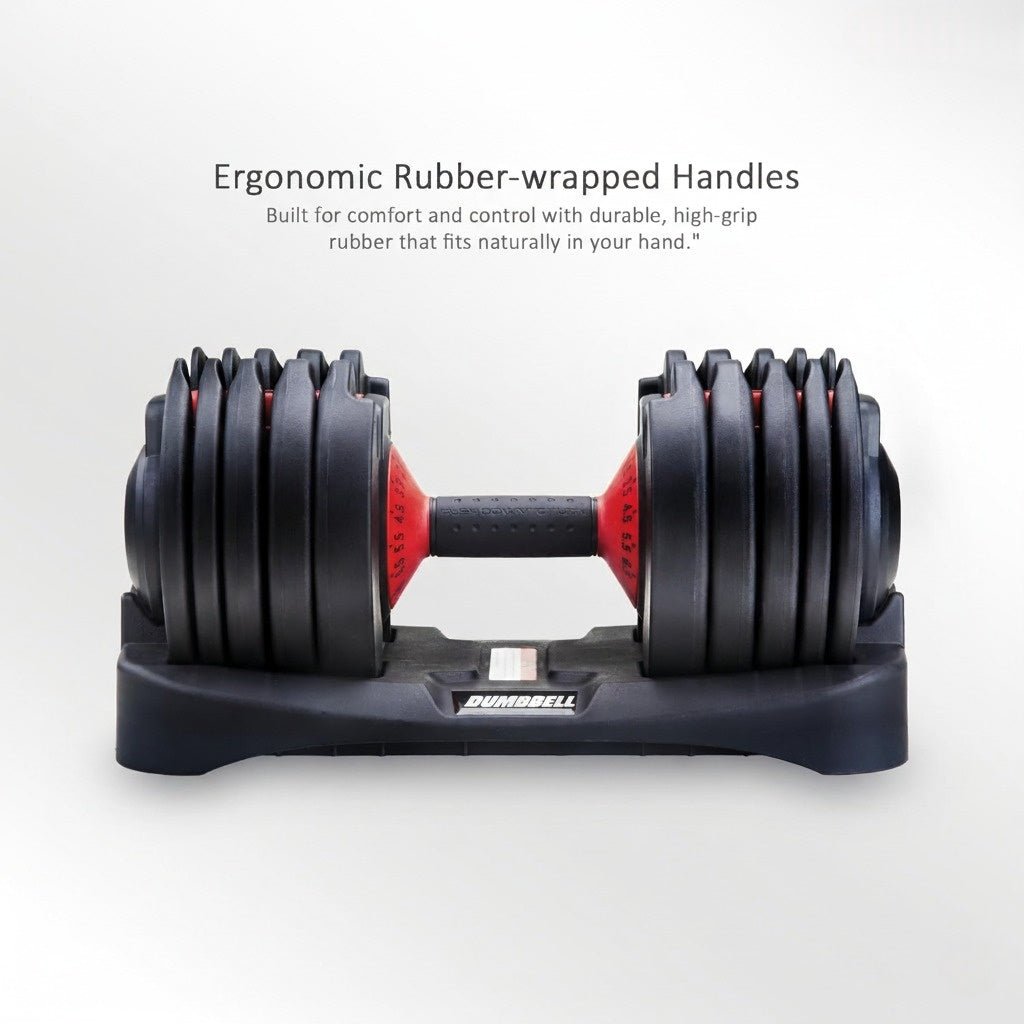 ElivonGym Compact Dial Adjustable Dumbbells – 24kg Quick Select Weight System - elivongym