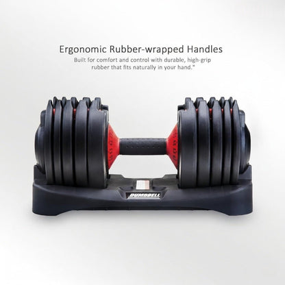 ElivonGym Compact Dial Adjustable Dumbbells – 24kg Quick Select Weight System - elivongym