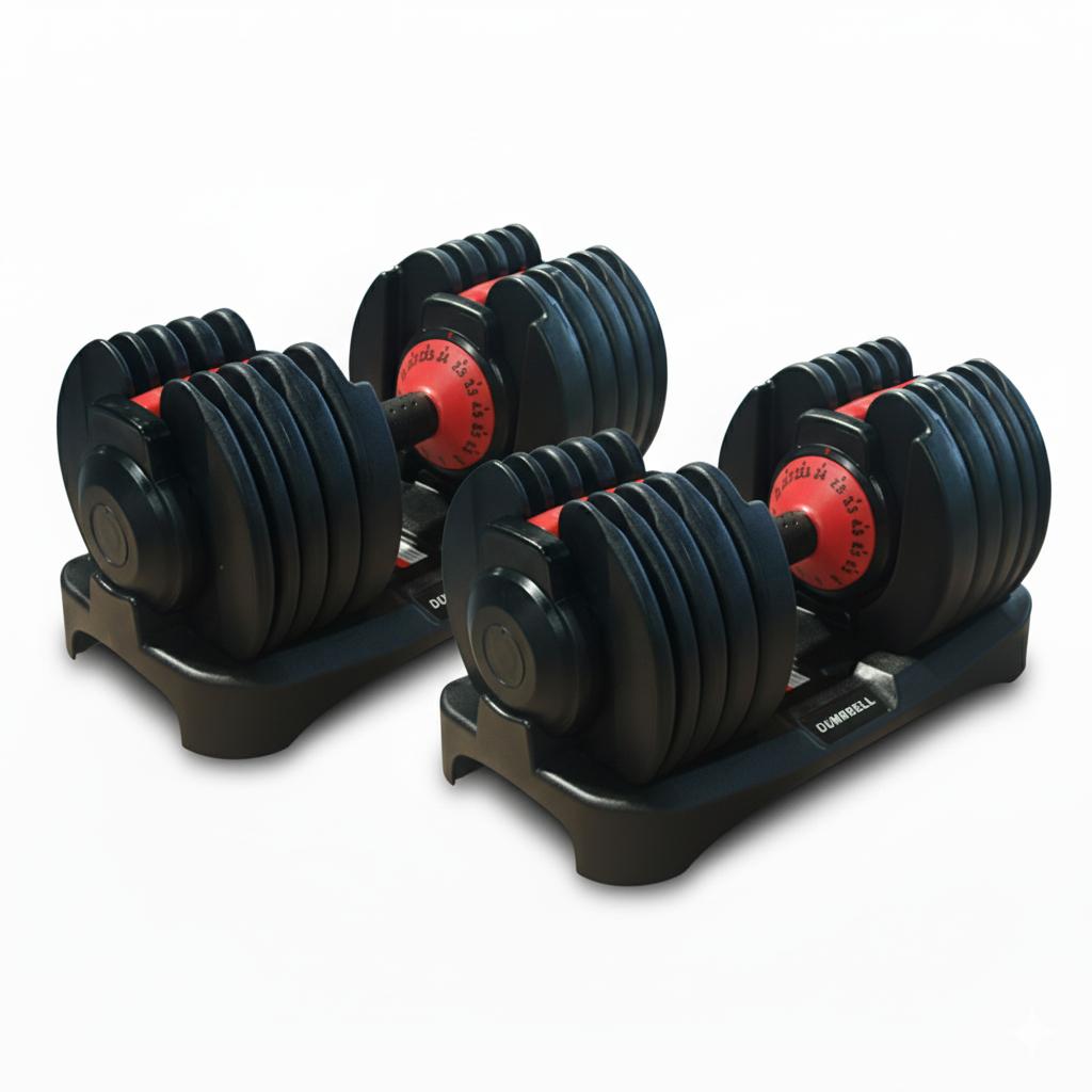 ElivonGym Compact Dial Adjustable Dumbbells – 24kg Quick Select Weight System - elivongym