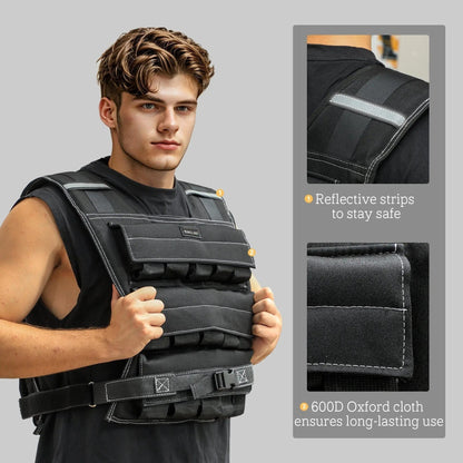 Heavy Duty 30KG Weighted Vest for Functional Fitness & Cardio Training - elivongym