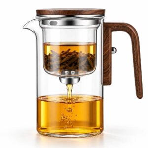 Borosilicate Glass Tea Infuser Pot with One-Press Water Separation