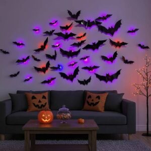 12 Pcs 3D LED Bat Halloween Decorations