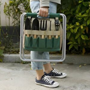 Portable Garden Tool Set with Folding Stool